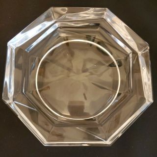 Vintage Crystal Wine Bottle Glass Coaster 8 Sided Top & Round Base Heavy Quality
