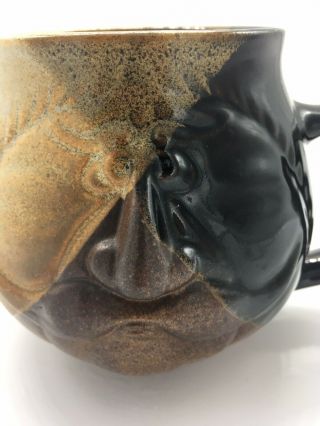 Mustache Man Pottery Craft Usa Large Coffee Mug Cup 3d Face Vintage Stoneware