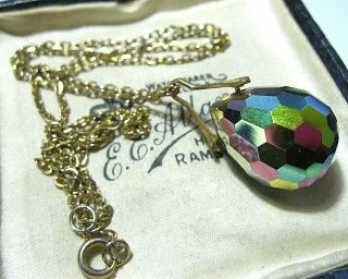 Vintage Jewellery Large Chunky Faceted Rainbow Crystal AB Pendant Necklace 3