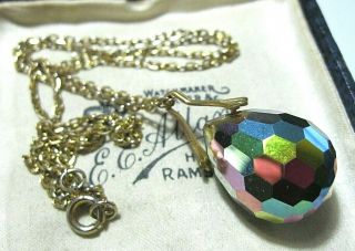 Vintage Jewellery Large Chunky Faceted Rainbow Crystal AB Pendant Necklace 4
