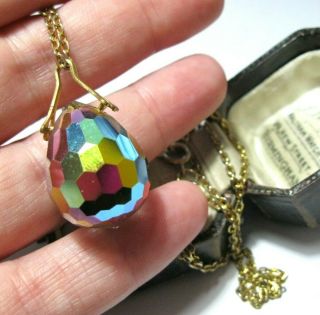 Vintage Jewellery Large Chunky Faceted Rainbow Crystal AB Pendant Necklace 5