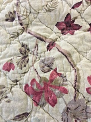 Vintage Asian Inspired Hand Quilted Vining Floral Quilt 92 " X 89 "