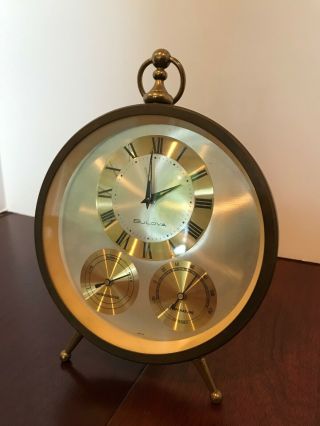 Vintage Bulova Weather Station Clock W/ Temperature & Hygrometer For Desk/shelf