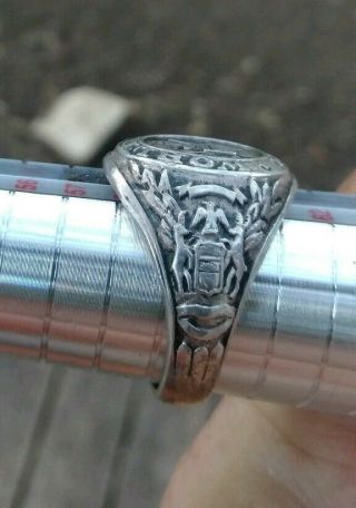 VINTAGE WWII WEYHING DETROIT MILITARY RING SIZE 9 STERLING SILVER 2