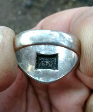 VINTAGE WWII WEYHING DETROIT MILITARY RING SIZE 9 STERLING SILVER 5
