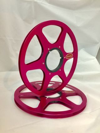 One Pair 10.  5 " Anodized Aluminum Metal Reels Burgundy Red