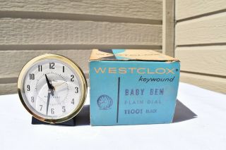 1956 - 1954 Vintage Westclox Baby Ben Alarm Clock Wind - Up Box