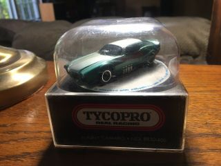Vintage Tyco Slot Car Chevy " Trick Camaro " Drag Car Silver/green Xtrasrare