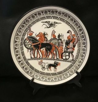 Lovely Vintage Terra Cotta Hand Painted Decorative Plate Made In Greece