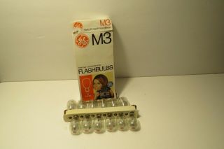 Ge M3 Twelve (box Of 12) Clear Flashbulbs Camera Flash Bulbs Vintage