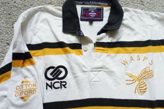 Vintage Cotton Oxford London Wasps away Rugby Union shirt NCR sponsor Adult L 2