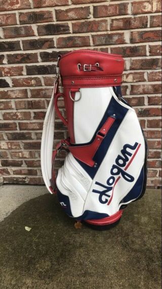 WOW Vintage Ben Hogan 6 - Way Red/White/Blue Leather Staff Golf Bag Made In USA. 3