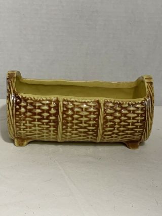 Vintage Mccoy Pottery Basket Weave Planter Log Shaped Vintage Mccoy