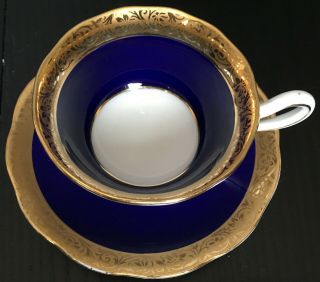 Vintage Royal Albert Cobalt Blue Regency Crown China Cup And Saucer 2