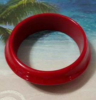 Vintage Red Lucite Plastic Chunky Bangle Bracelet 2