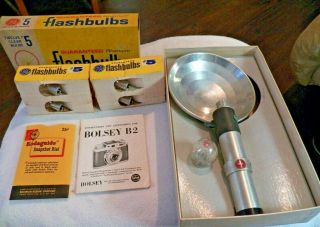 Vintage Camera Accessories 5 Rhenium Fashbulbs No.  2 Bolesey Flashgun IOB 8