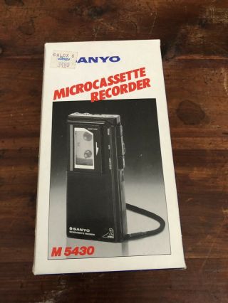 Vintage Sanyo 2 Speed Micro Cassette Tape Recorder M5430 Nib