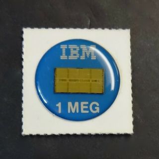 Rare 1989 Collectible Ibm 1 Meg Dram Memory Chip (stick - On) Button Resin Ic