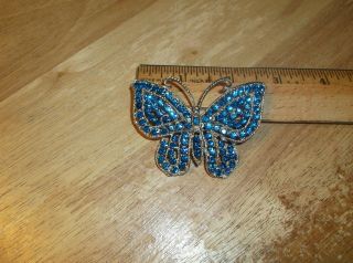 Vintage Blue Butterfly Brooch/Pin and Earrings Weiss? 3