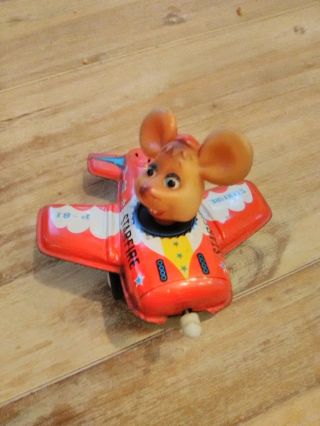 Vintage Starfire P - 81 Wind Up Plane with Celluloid Mouse Head Kanto Toys 2