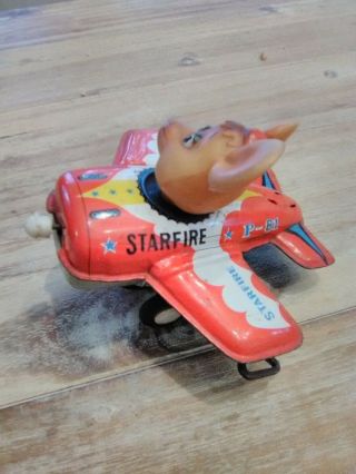 Vintage Starfire P - 81 Wind Up Plane with Celluloid Mouse Head Kanto Toys 3