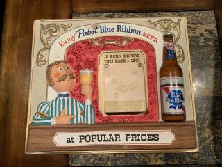 Vintage 1949 Pabst Blue Ribbon Beer Calendar Bar Advertising - Sign Authentic
