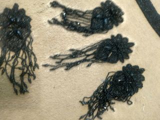 Vintage Victorian Black Beaded Mourning Jewelry - Collar,  Belt,  Shoulder Brocade 2