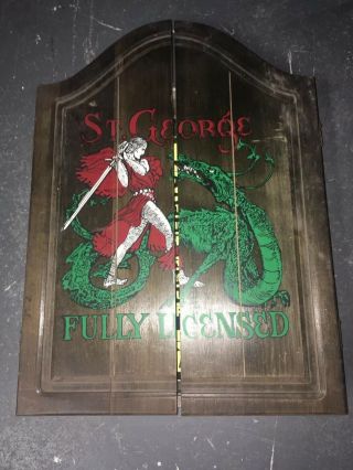 Vintage St.  George Fully Licensed Dragon Wooden Wall Hanging Dart Board Game