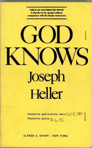 Uncorrected Proof Joseph Heller 1984 Book God Knows Tragic Comedy Softcover
