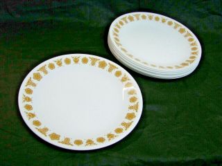 8 Salad Plates / Luncheon Plates - Vintage Corelle Butterfly Gold