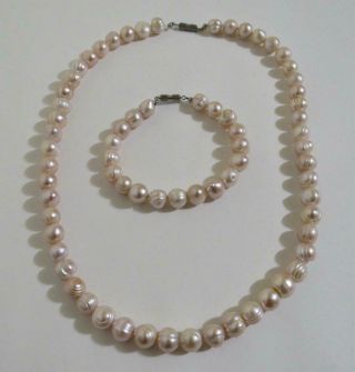 Gorgeous Vintage Freshwater Baroque Large Pearl Necklace & Bracelet 5