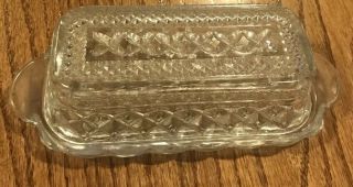 Vintage Diamond Cut Glass Covered Butter Dish