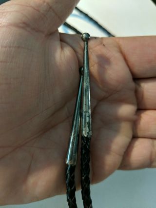 Vintage Navajo Sterling Silver Turquoise Bolo Tie Signed 4