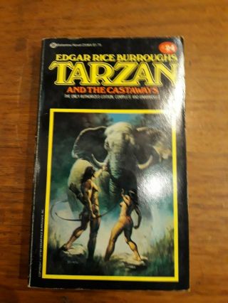 Edgar Rice Burroughs Tarzan And The Castaways 24 Ballantine Black Cover 1973