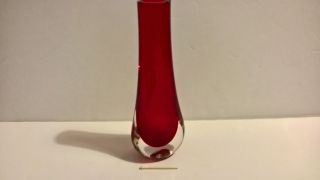 Vintage 1950s Red Scarlet Whitefriars Glass Teardrop Vase 20cm Baxter England