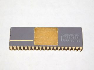 Vtg Intel 1986 C80287xl Dip - 40 Single Inverter Computer Part Gold Top Processor