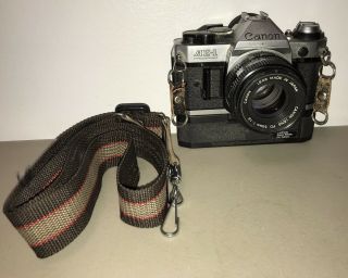 Vintage Canon Ae - 1 35mm Slr Camera W/50mm 1:1.  8 Lens,  Strap,  Electronic Winder