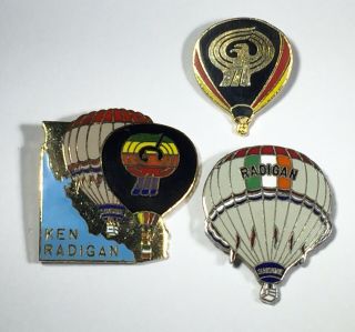 Ken Radigan Vintage Hot Air Balloon Pins Aibf 1977,  1980,  1984