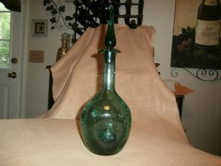 vintage mid century modern Blenko pinched and crackled glass decanter 4