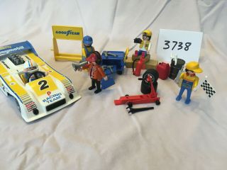 Playmobil Vintage 3738 Formula One Racing Team Yellow Race Car