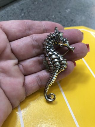 Vintage Beau Sterling Seahorse Pin Brooch 2