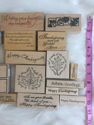 Vintage Wooden Rubber Stamps Loft Of 24 Craft Card Scrap Halloween Thanksgiving 4