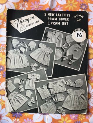 Paragon 58 Knitting Pattern Book Vintage 1940s 1930s Baby Layettes
