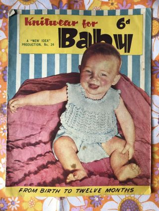 The Idea Knitwear For Baby Knitting Pattern Book Vintage 1940s 1950s