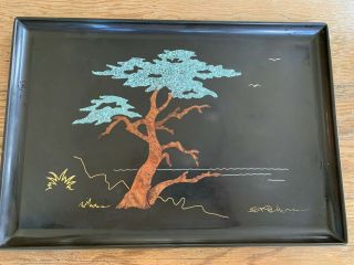 Vintage Couroc Of Monterey California Tray Cypress Tree Signed S.  F.  B.  Morse