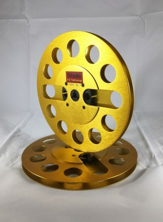 One Pair 7 " Anodized Aluminum Metal Reel To Reels Golden