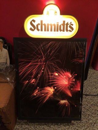 Vintage Schmidt ' s Beer Signs,  Reverse On Glass,  ROG,  Lamp Shade,  Lighted Fireworks 6
