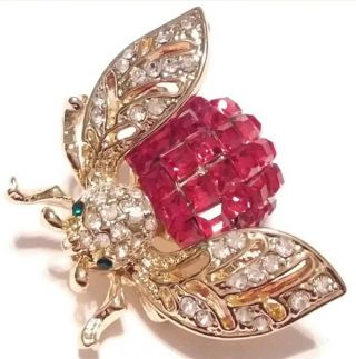 High End Vintage Estate Rhinestone Bug Fly Insect Brooch Pin Costume Jewelry