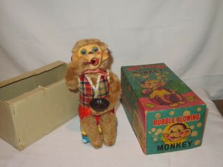 Vintage ALPS Bubble Blowing Monkey Battery Operated Toy w/ Box (R576) 2