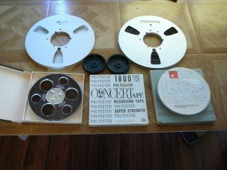 (2) 10.  5 " Metal Reels,  1/4 " Tape.  Akai & Pioneer,  Adapters,  7 " Reels,  1 Akai Loaded